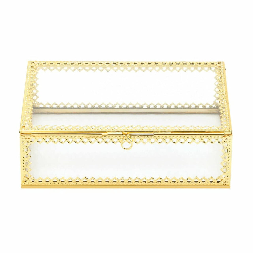 Accent Plus Glass Jewelry Box With Gold Frame
