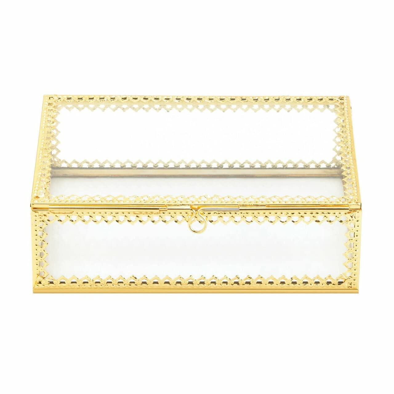 Accent Plus Glass Jewelry Box With Gold Frame