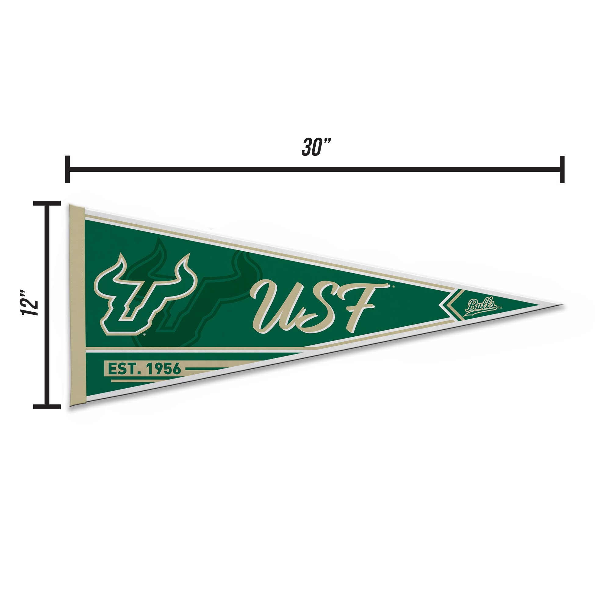 Rico Industries Ncaa South Florida Bulls - Usf Classic 12'' X 30'' Felt Wall D  Cor Pennant - Great For Home/Bed Room/Man Cave D