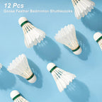 Philonext Goose Feather Badminton Shuttlecocks Birdies, 12 Pack Hight Speed Training Badminton Balls With Great Stability For In