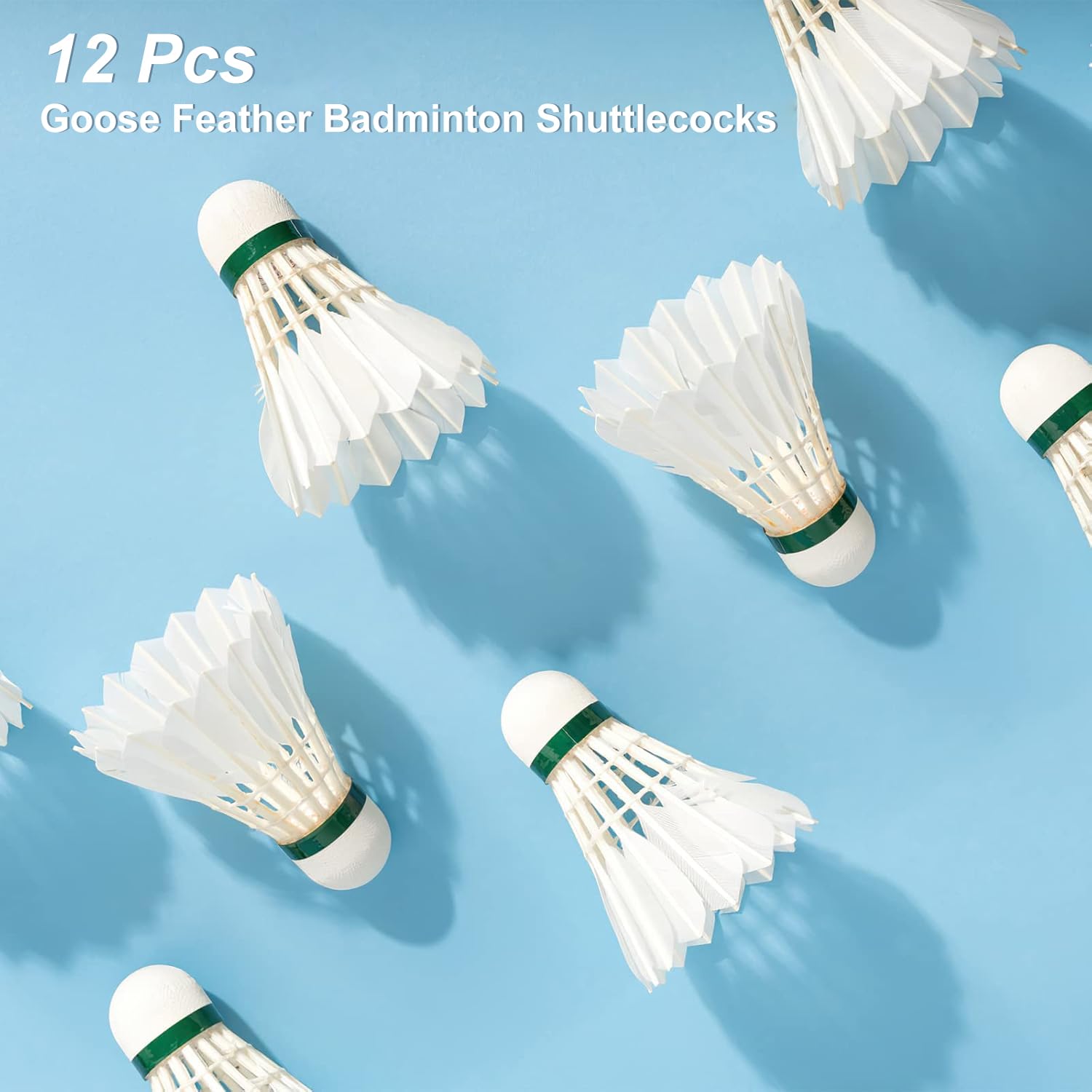 Philonext Goose Feather Badminton Shuttlecocks Birdies, 12 Pack Hight Speed Training Badminton Balls With Great Stability For In