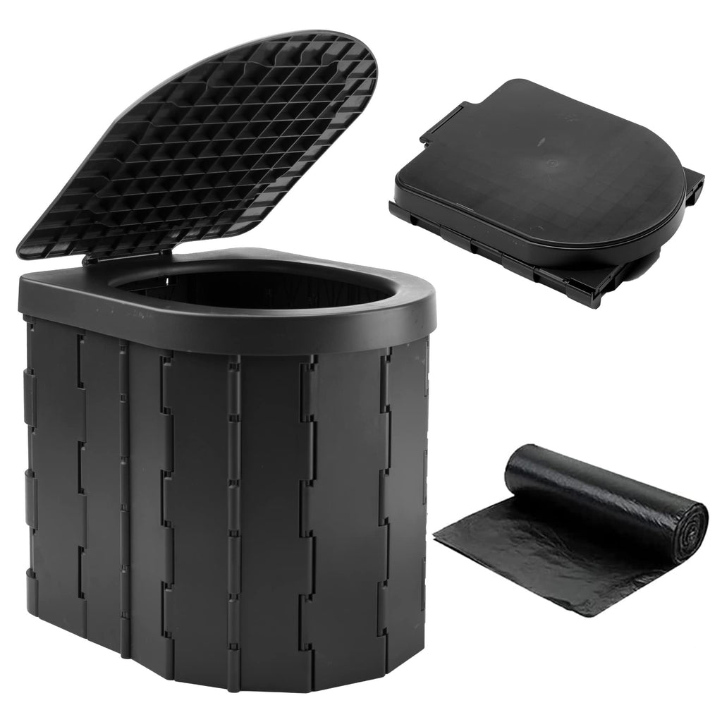 Camping Toilet, Portable Toilet For Adults & Kids, Kinspory Foldable Potty & Outdoor Emergency Sanitation Products, Trash Can, S