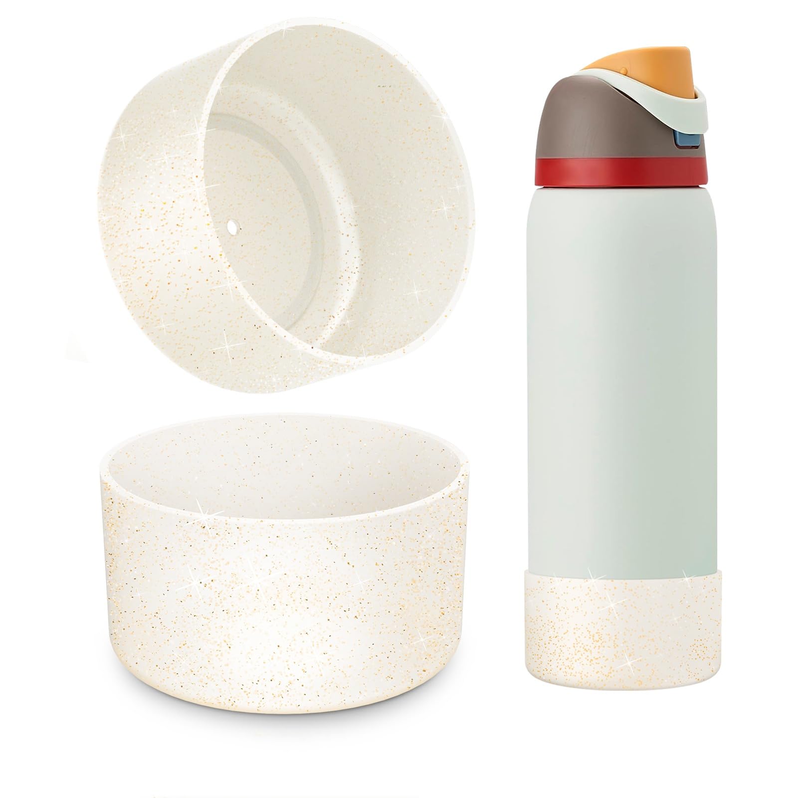 Beonsky 2 PCS Glitter Silicone Boot for Owala Water Bottle 40 oz, Anti-Slip Protective Sleeve for FreeSip/Twist/Flip Stainless S