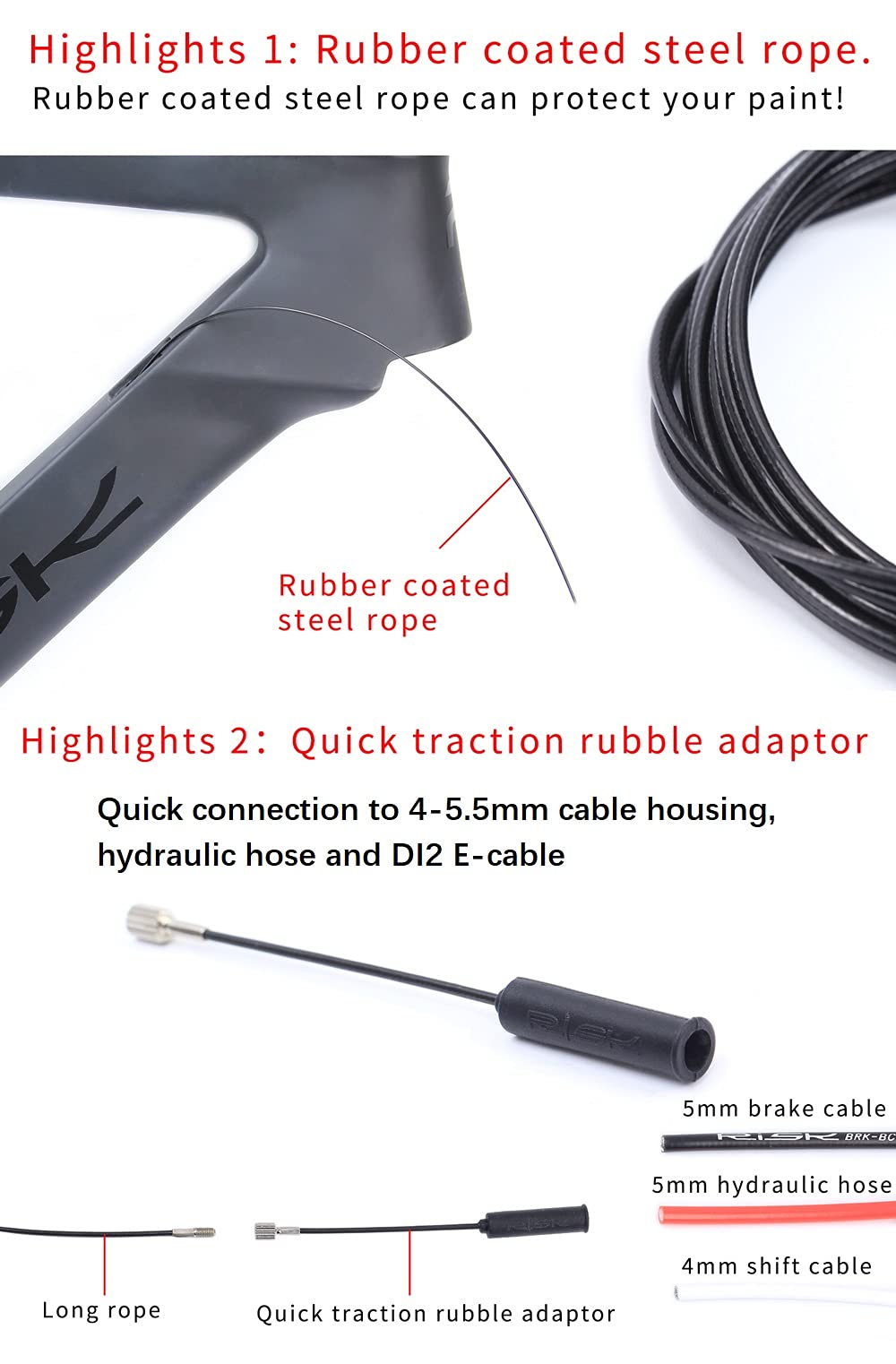 Coonium Bike Internal Cable Routing Tool Kit Compatible With 4-5.5Mm Cable Housing, Hydraulic Hose And Di2 E-Tube