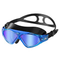 OutdoorMaster Swim Mask - Wide View Swimming Mask & Goggles Anti-fog Waterproof, BlackBlue Frame Blue Mirror Len
