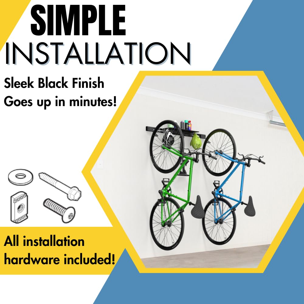 Koova Wall Bike Rack Bicycle Hanger, Vertical Bike Hanging Mount Storage Stand, Adjustable Space Saver 2 Wall Bike Mount Bracket