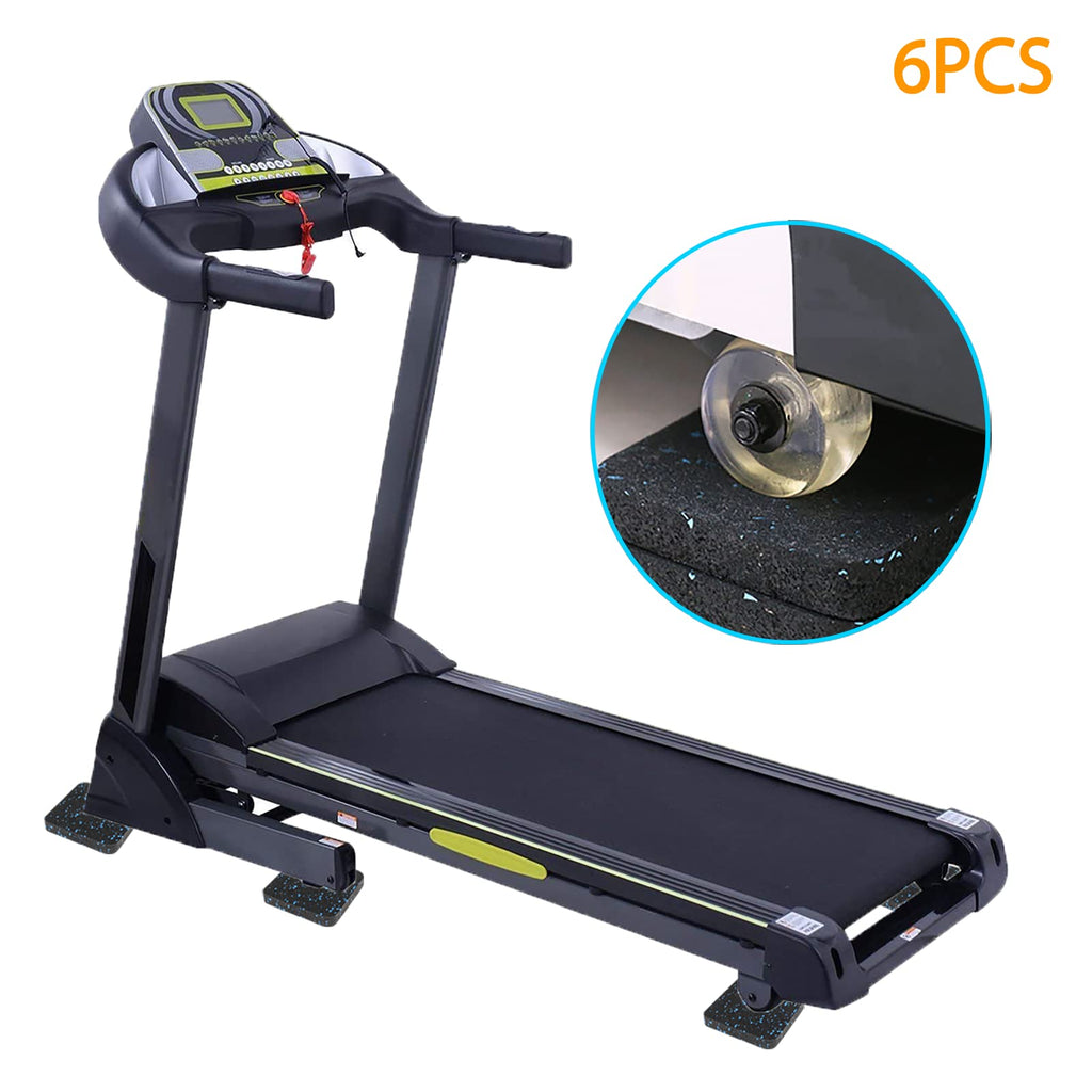 Treadmill Mat Pads, Exercise Equipment Mat With High Density Rubber For Protect Floors 3.94'' X 3.94'' X 0.5'' (6 Pcs) Black
