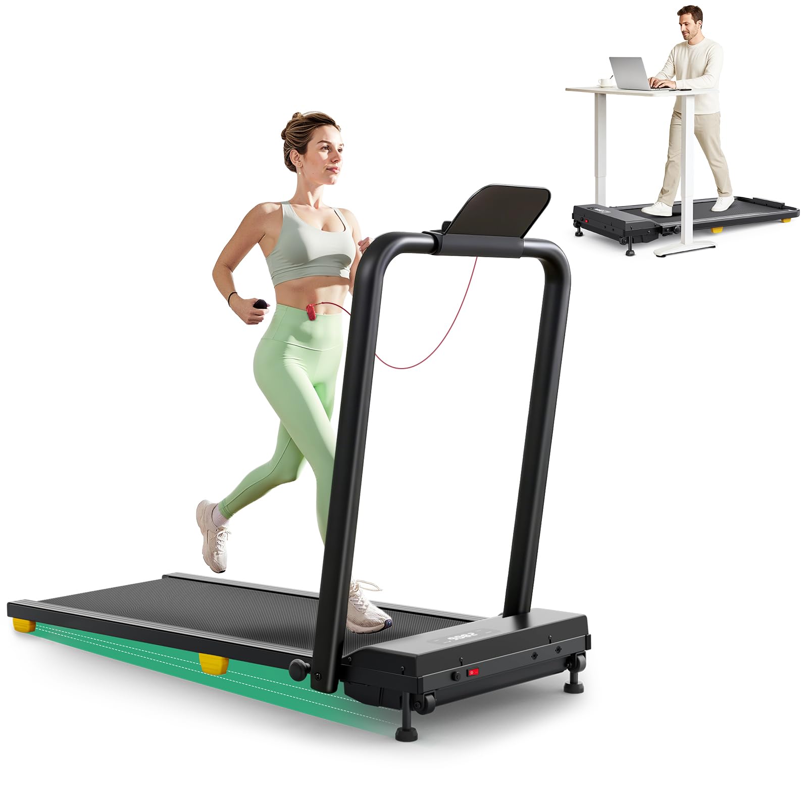 Urevo Walking Pad, 9% Incline Under Desk Treadmill With Hiit Program For Home And Office, 3 In 1 Foldable Treadmill With Remote