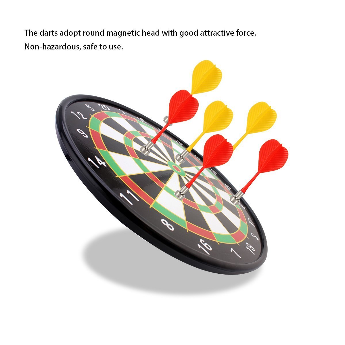 Yalis Magnetic Darts 12 Packs, Replacement Dart For Magnet Dartboard, Safety Plastic Darts For Target Game, Red And Yellow