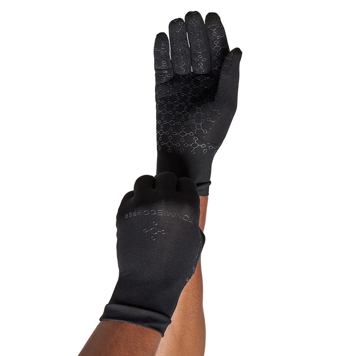 Tommie Copper Unisex Core Compression Infrared Full Finger Gloves, Black, XLarge