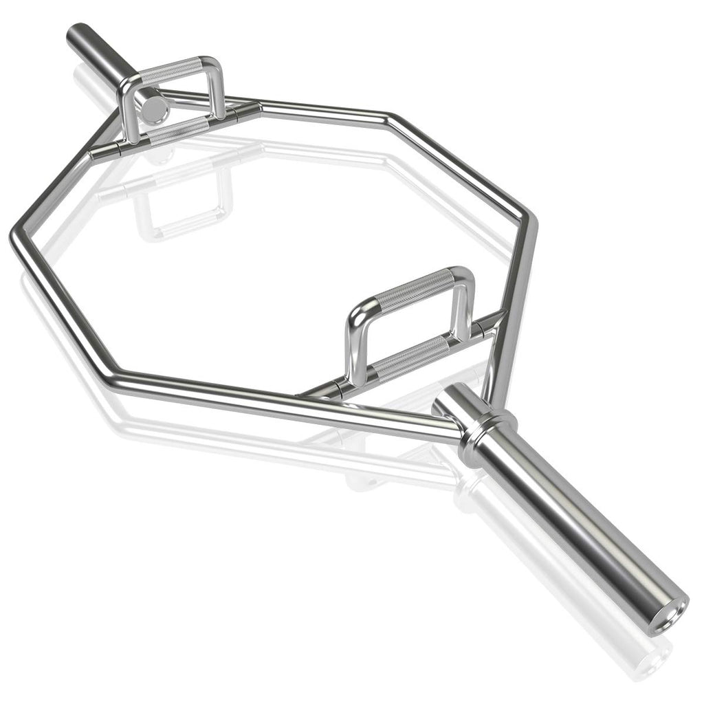 Gymax Olympic Hex Bar, Folding Trap Bar 56'' Chrome Finish Hex Weight Lifting Bar Deadlift Bar With Two-Handle, For Squats, Dead