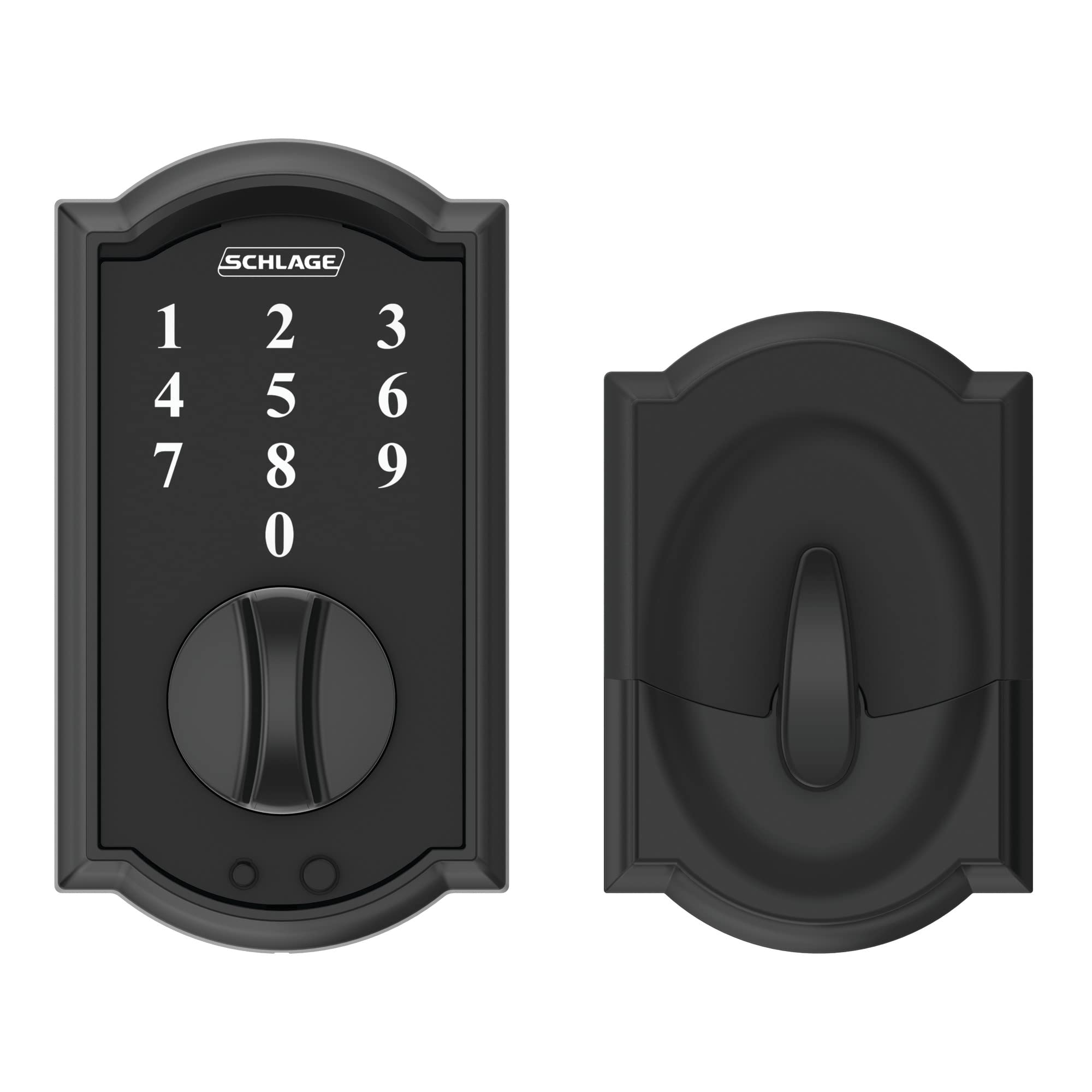 Schlage Be375 Cam 622 Touch Camelot Deadbolt, Electronic Keyless Entry Lock, Matte Black
