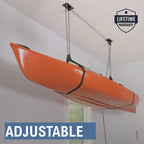 Storeyourboard Kayak And Canoe Ceiling Pulley System, Garage Mount Storage Hoist, Heavy Duty Holds 150 Lbs, Indoor Hanging Organ