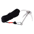 Ant Mag Grappling Hook Stainless Steel Claw Carabiner with 20m/65ft 8mm Auxiliary Black Rope for Camping Hiking Tree Grabbing an