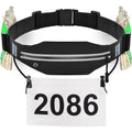 RJ-Sport Triathlon Belt with Pouch - Race Number Bib Holder with 6 Gel Loops, Ideal for Running, Cycling & Marathon (Black)