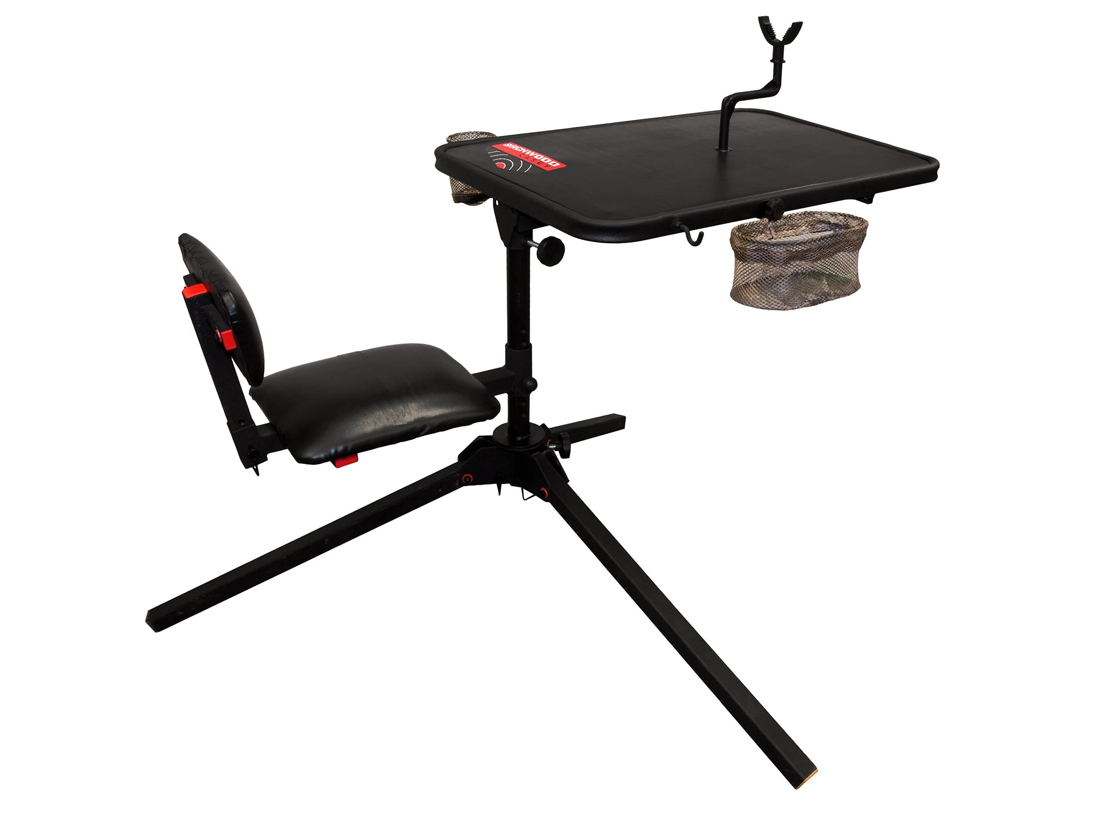 Birchwood Casey Xtreme Adjustable Shooting Bench With Thick Padded Back Rest, Seat, Cup Holder, Ez Access Gear Basket & Gear Hoo