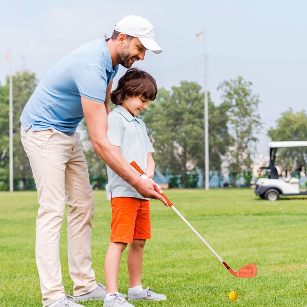 Konday Kids Golf Clubs Set Children Golf Set Yard Sports Tools Three Clubs With Carry Bag And Soft Balls (Orange)