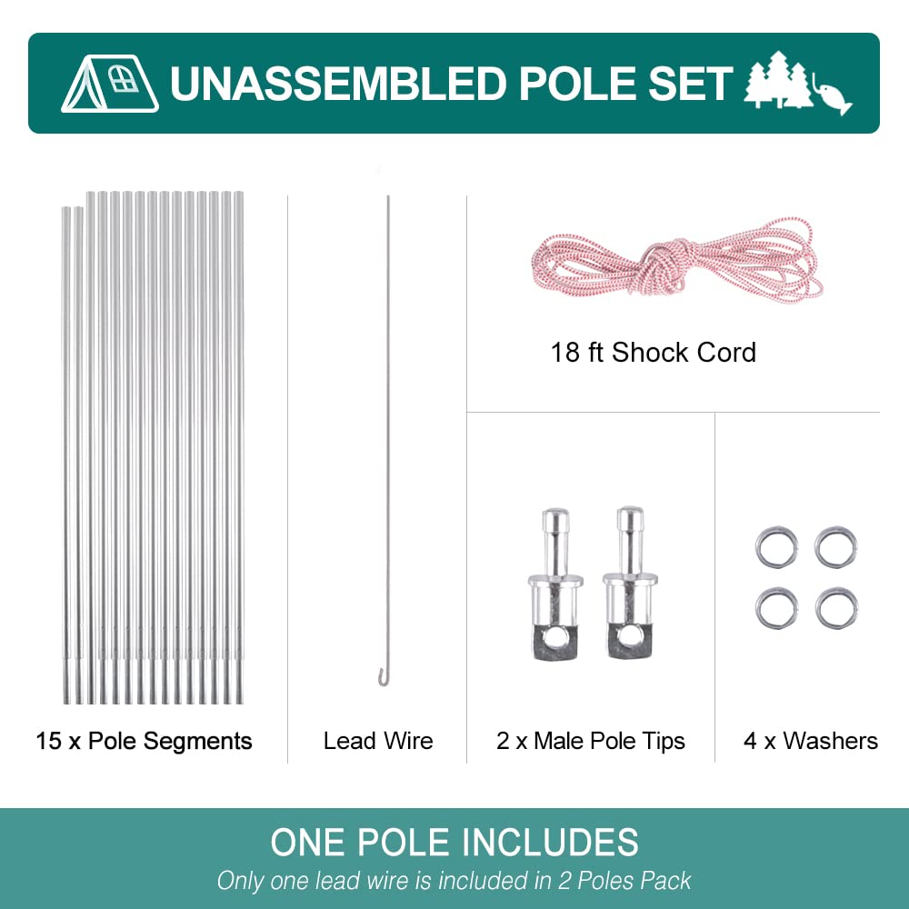 Brilliance4U Aluminum Tent Pole 13 Mm 24Ft 10.5 In, Tent Poles Replacement, Lightweight Tent Pole Repair Kit 7001 Aluminum Alloy