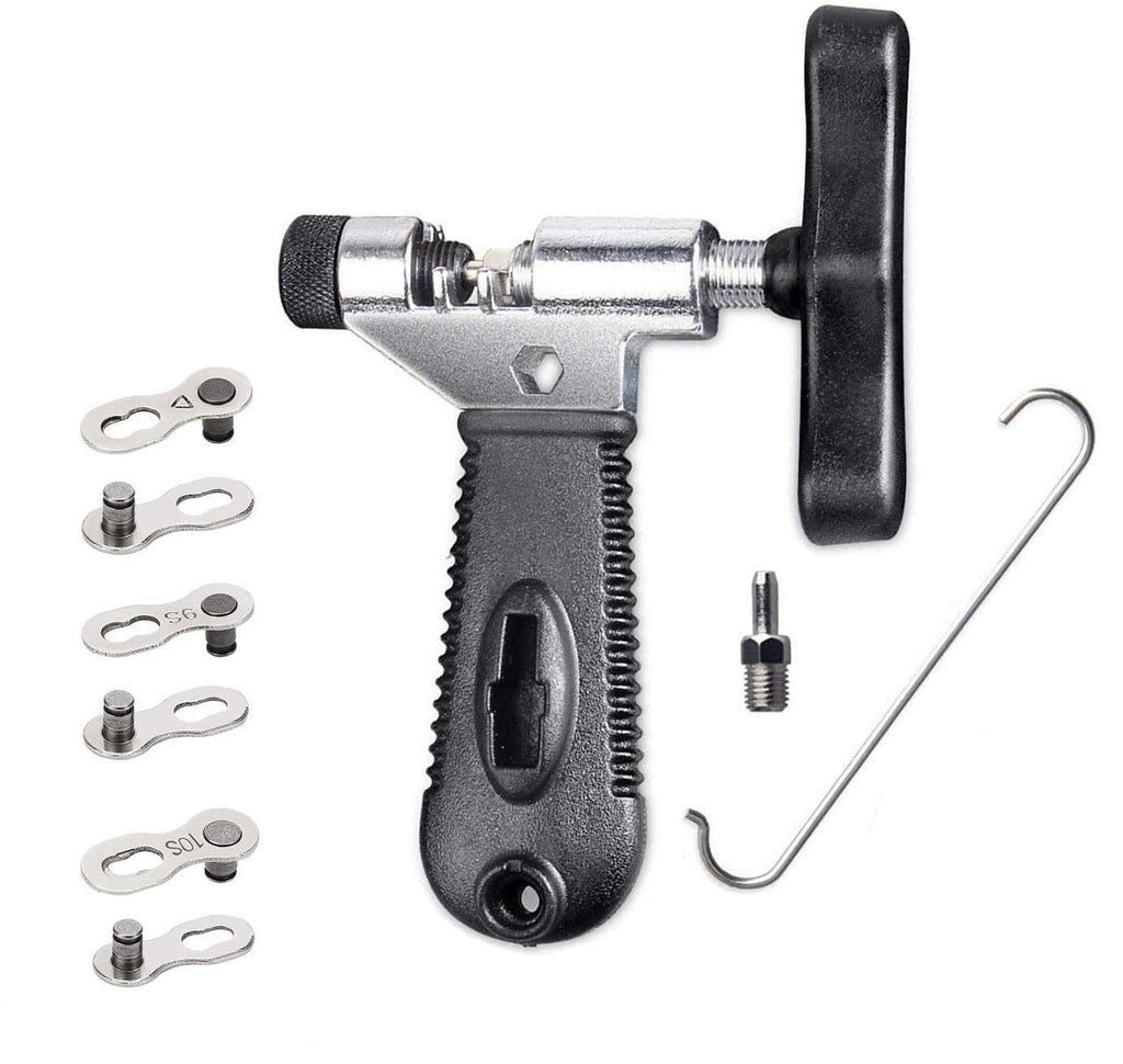 Qkurt Bike Chain Splitter + 3 Pairs Bicycle Missing Link, Universal Bike Chain Cutter Breaker Tool With Chain Hook For 7 8 9 10 