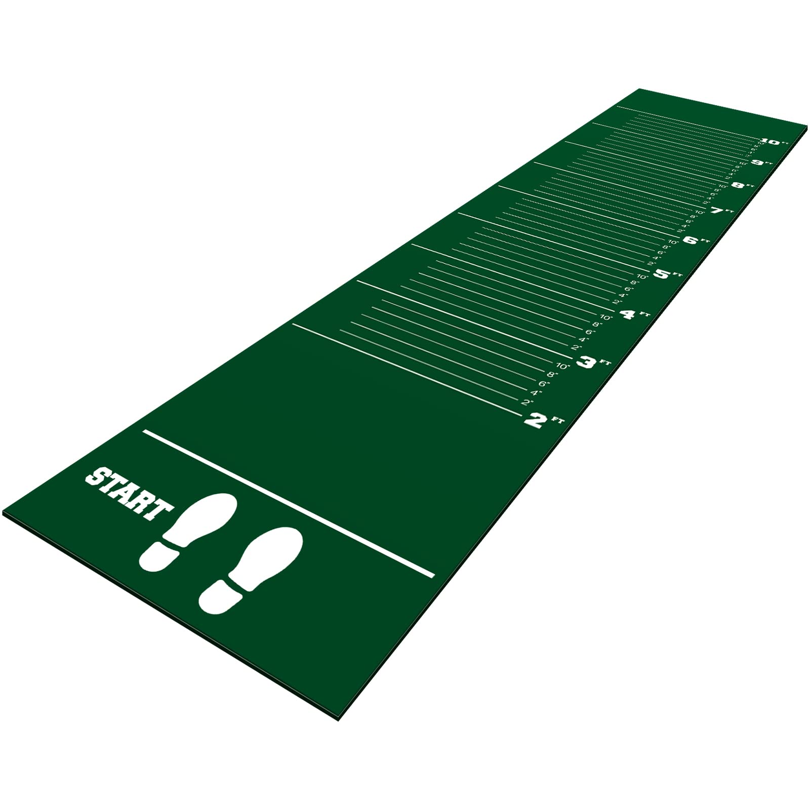 Woanger 12 x 2.5 Ft Long Jump Mat Green Sports Broad Jump Measurement Mat Hash Marks Carpeted Non Slip for Gym School Home Floor
