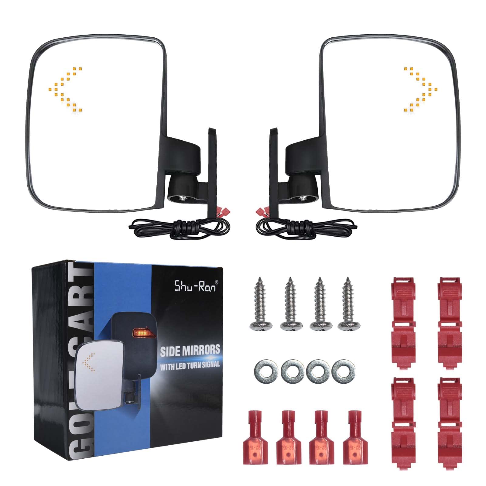 Shuran Golf Cart Mirror Universal Golf Cart Side Mirrors With Turn Signal Light Rear View Mirrors For Club Car Ezgo Yamaha