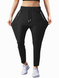 Hidkat Womens Sports Jogging Pants with Zipper Pocket Womens Hiking Fitness Tracking Workout Pants Black
