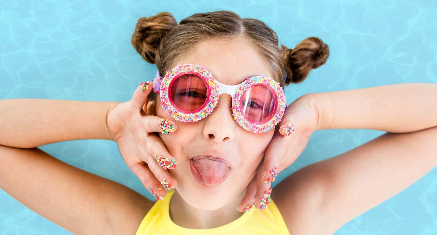 Bling2O Girls' Grape Jelly Donut Swimming Goggles With Uv Protection (Ages 6+ Up) - Latex-Free, 100% Silicone - Includes Anti-Fo