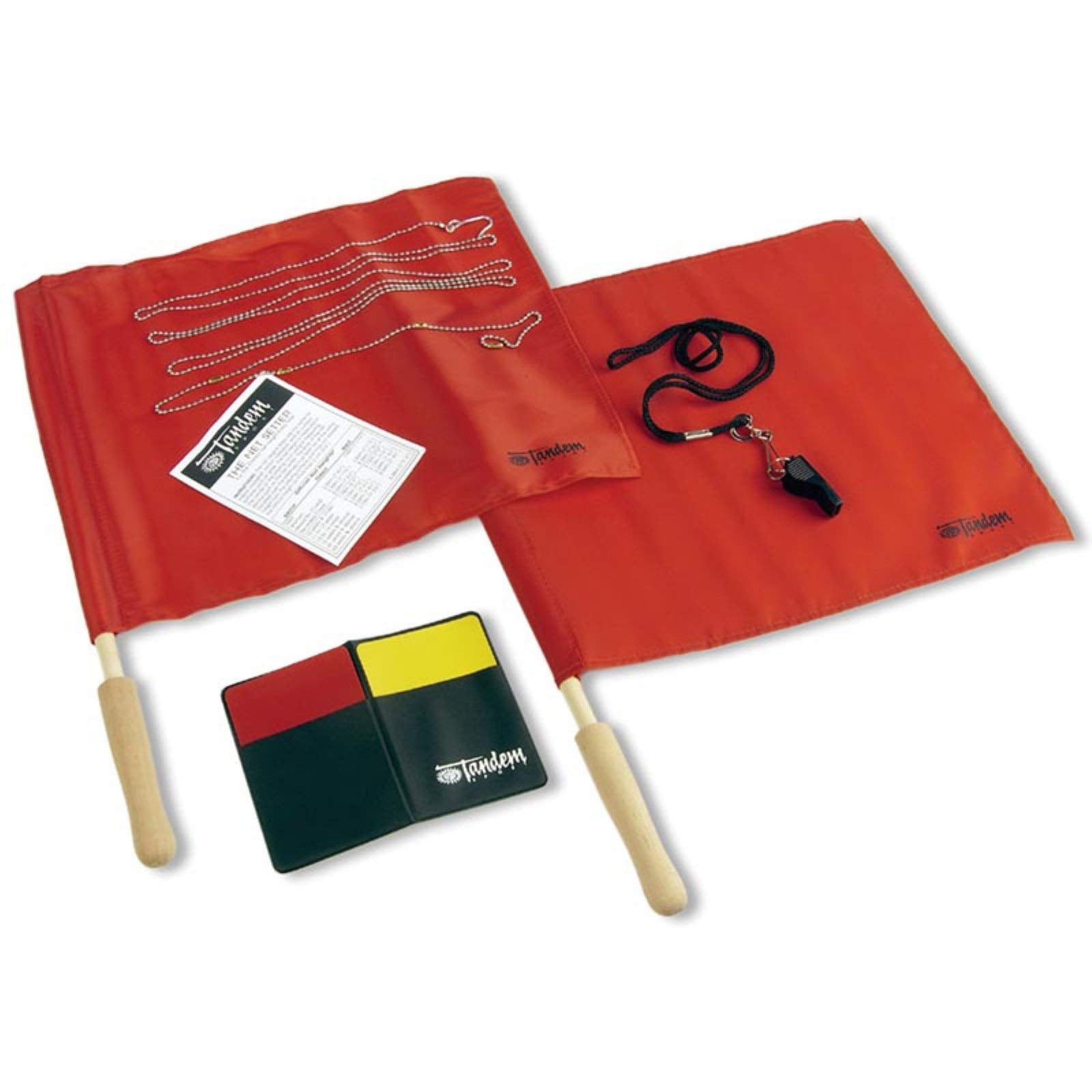 Tandem Sport Officials Starter Kit - Professional Referee Kit with Whistle, Linesman Flags, Penalty Cards, Net Setter Chain - R
