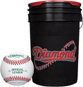Diamond 6-Gallon Ball Bucket With 30 Dob Baseballs, Black