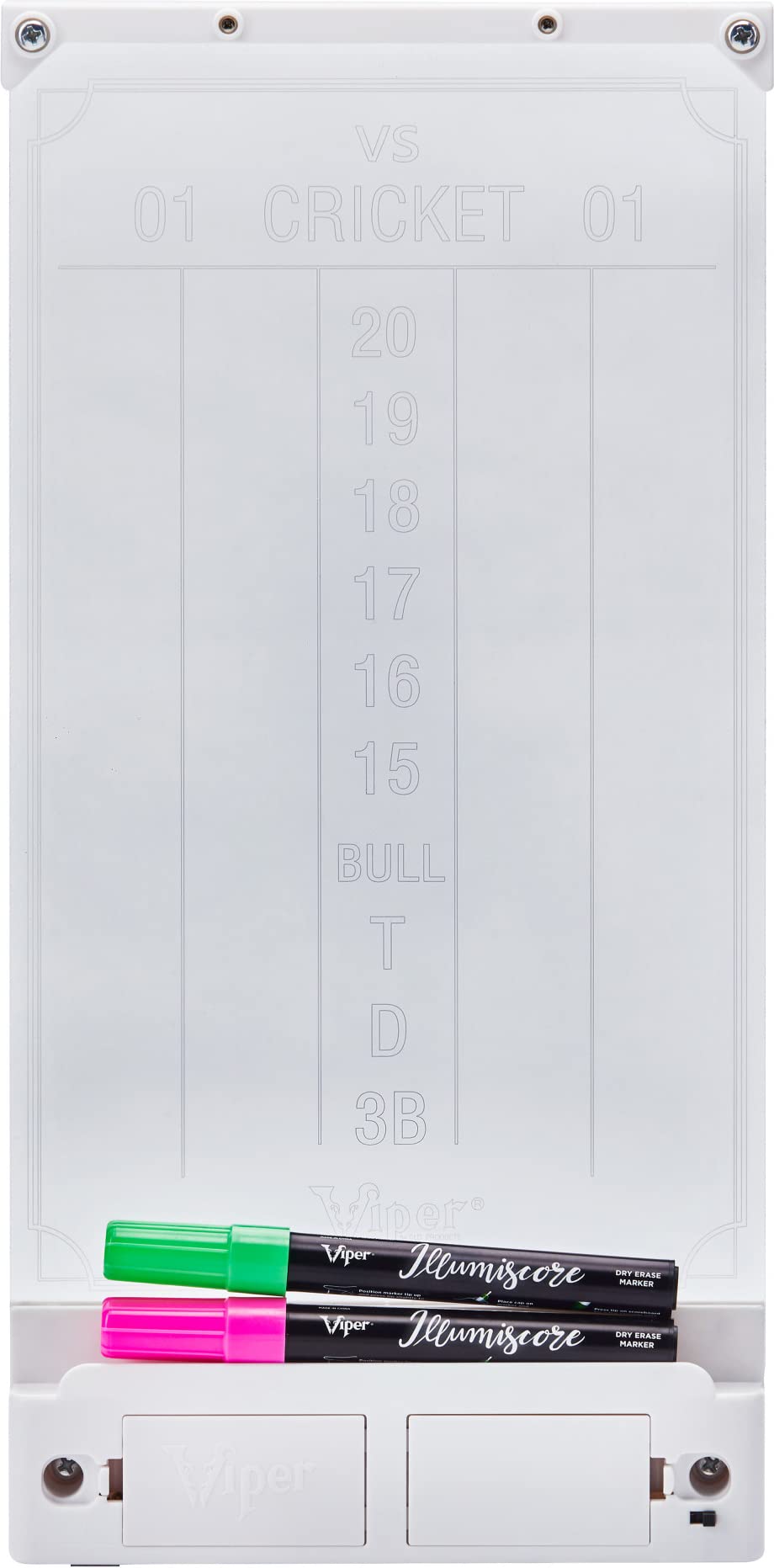 Viper Illumiscore See-Through Illuminated Back-Lit Dry Erase Dart Scoreboard, Standard (15.50 L x 7.50 W), White/Clear