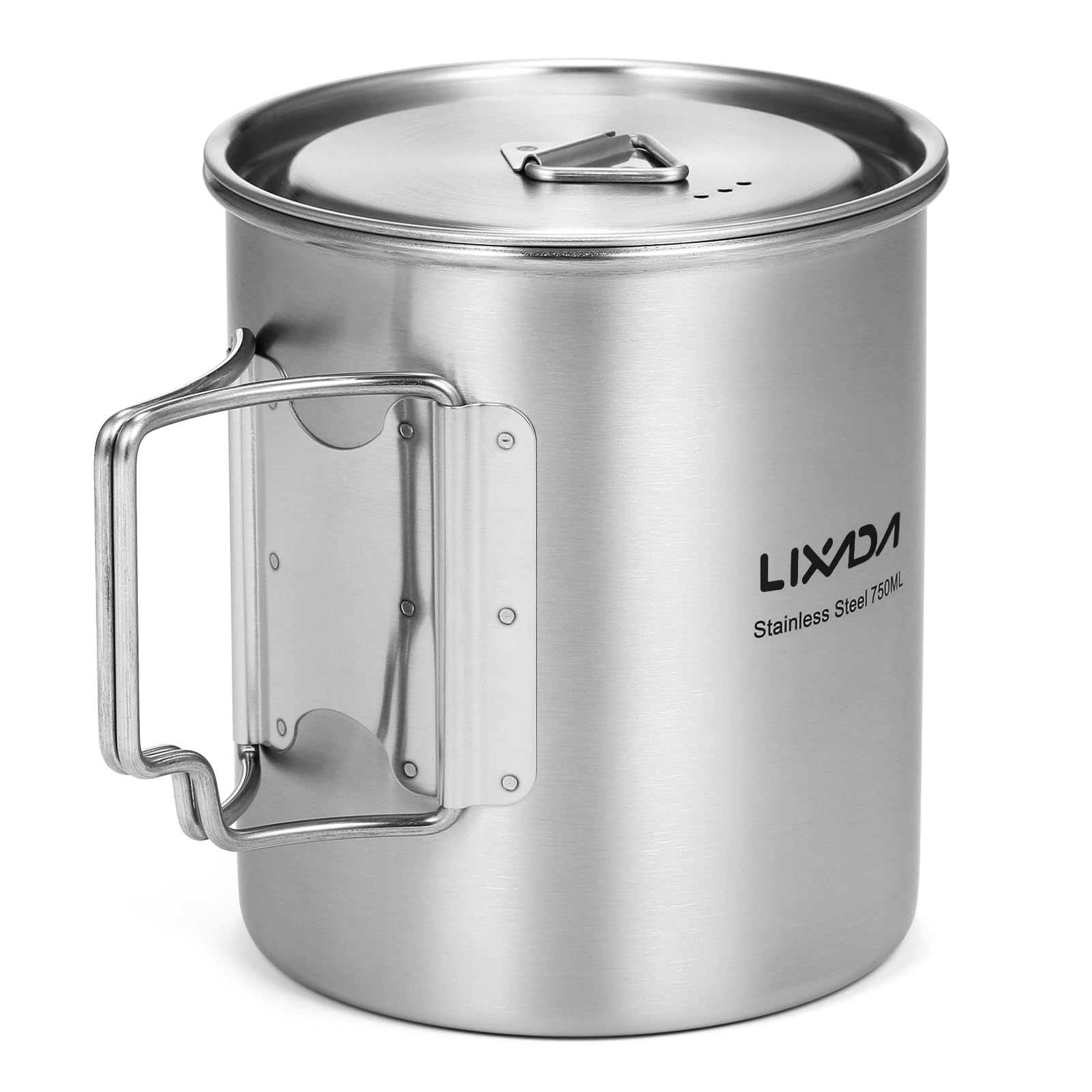 Lixada 750Ml Camping Cup Pot Cup Stainless Steel Water Cup Mug With Foldable Spoon For Outdoor Camping Hiking Backpacking