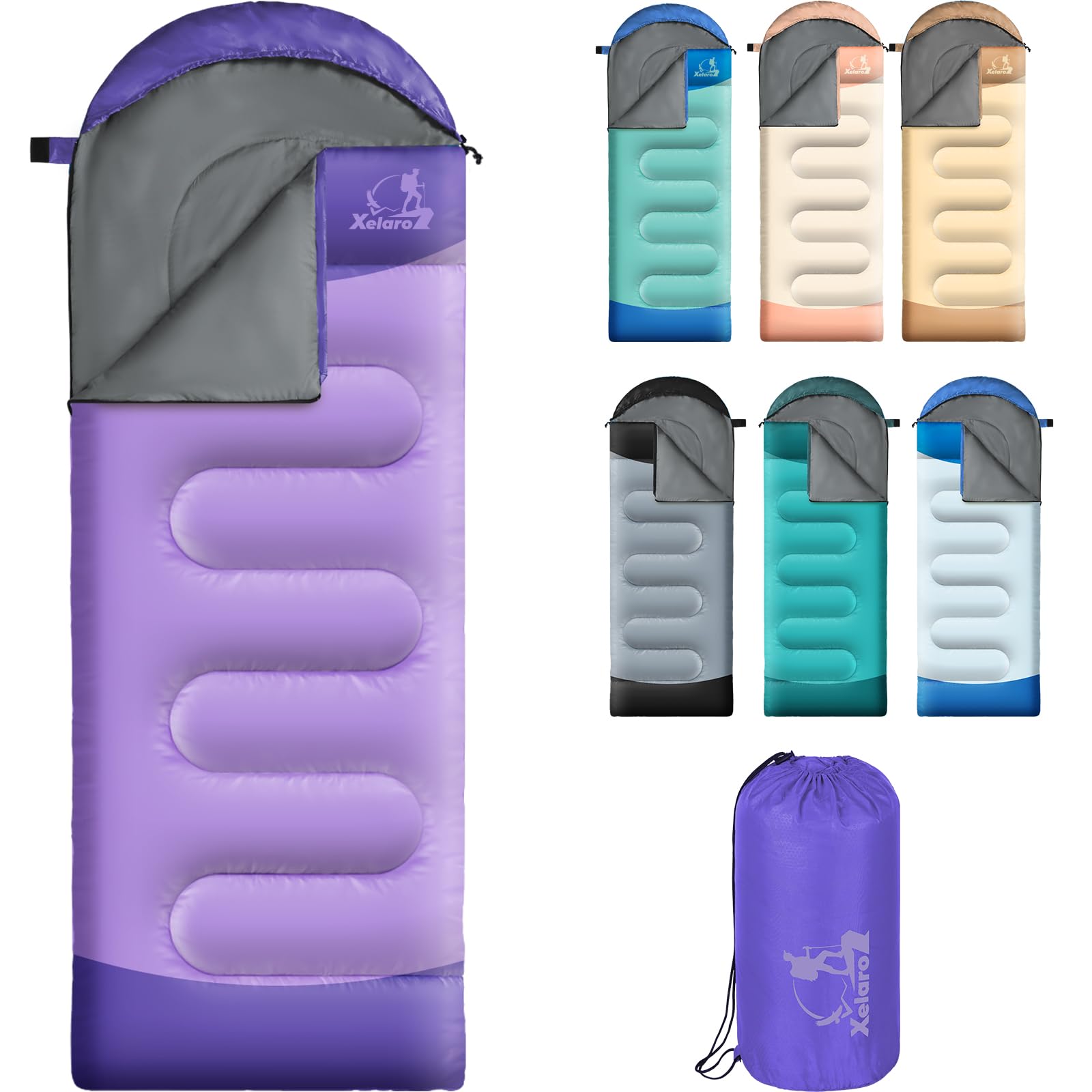 Xelaro Sleeping Bags For Adults Kids - 3 Season Cold&Warm Weather Waterproof Camping Sleeping Bags - Lightweight Sleeping Bags F