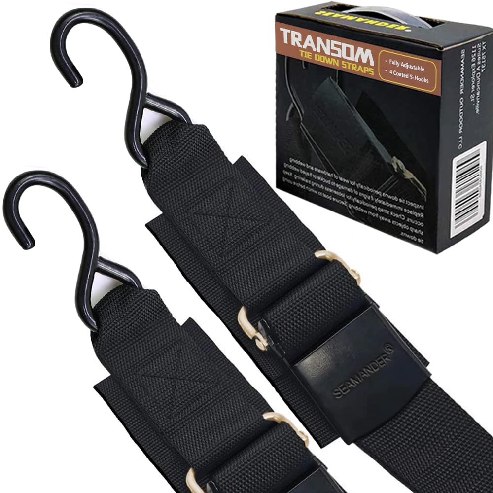 Seamander [Boat] Tie Down Transom [Strap] S - Marine Grade Heavy Duty 2'' X 4Ft Adjustable For Trailing - [Boat] [Trailer] Acces