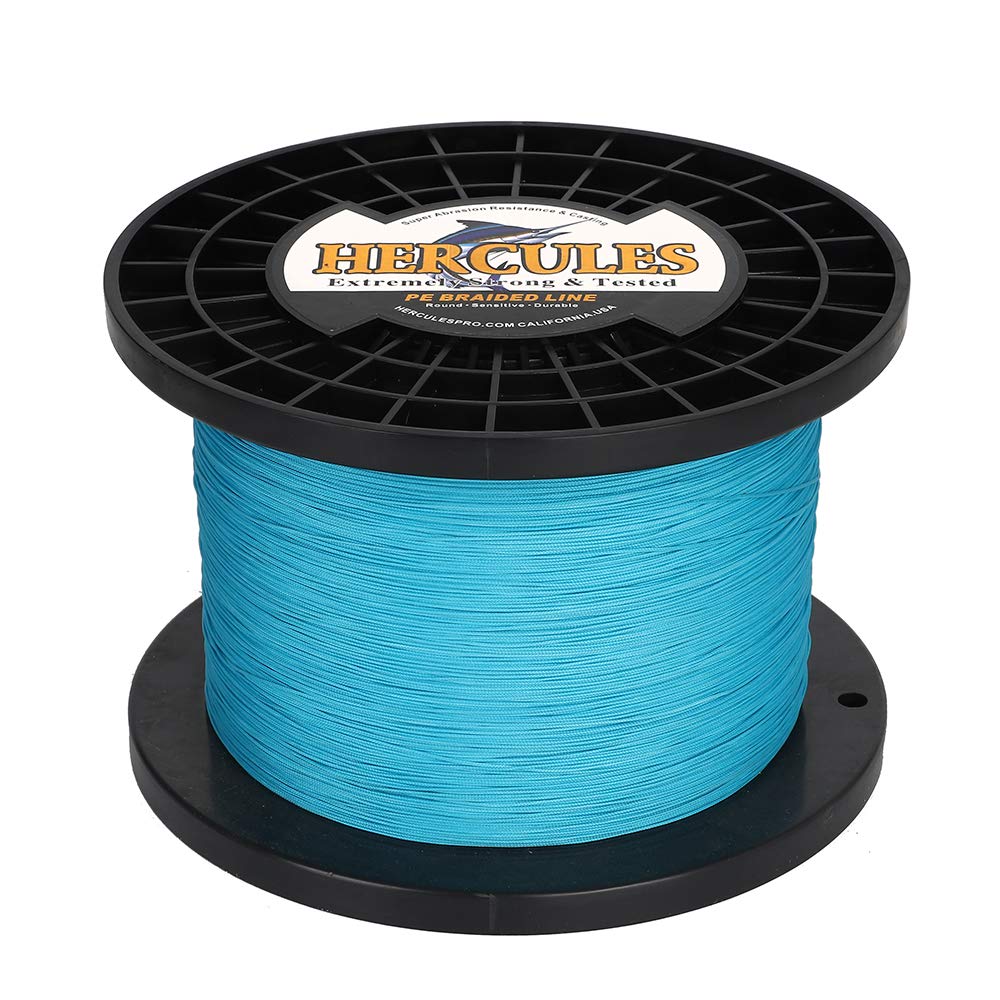 Hercules Braided Fishing Line 2000M 2187Yds 10Lbs-200Lbs Pe Superline 8 Strands (Blue 180Lb/81Kg 0.70Mm)