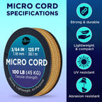 Teceum Micro Paracord - Honey Gold - 1.18 Mm X 125 Ft - Micro Utility Cord - Thin Braided Paracord Rope Nylon Polyester - Wind C