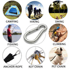 Grandbuy 4 Inch Large Spring Snap Hook Carabiner, 304 Stainless Steel Snap Hook Heavy Duty Carabiner Clip, Stainless Steel Sprin