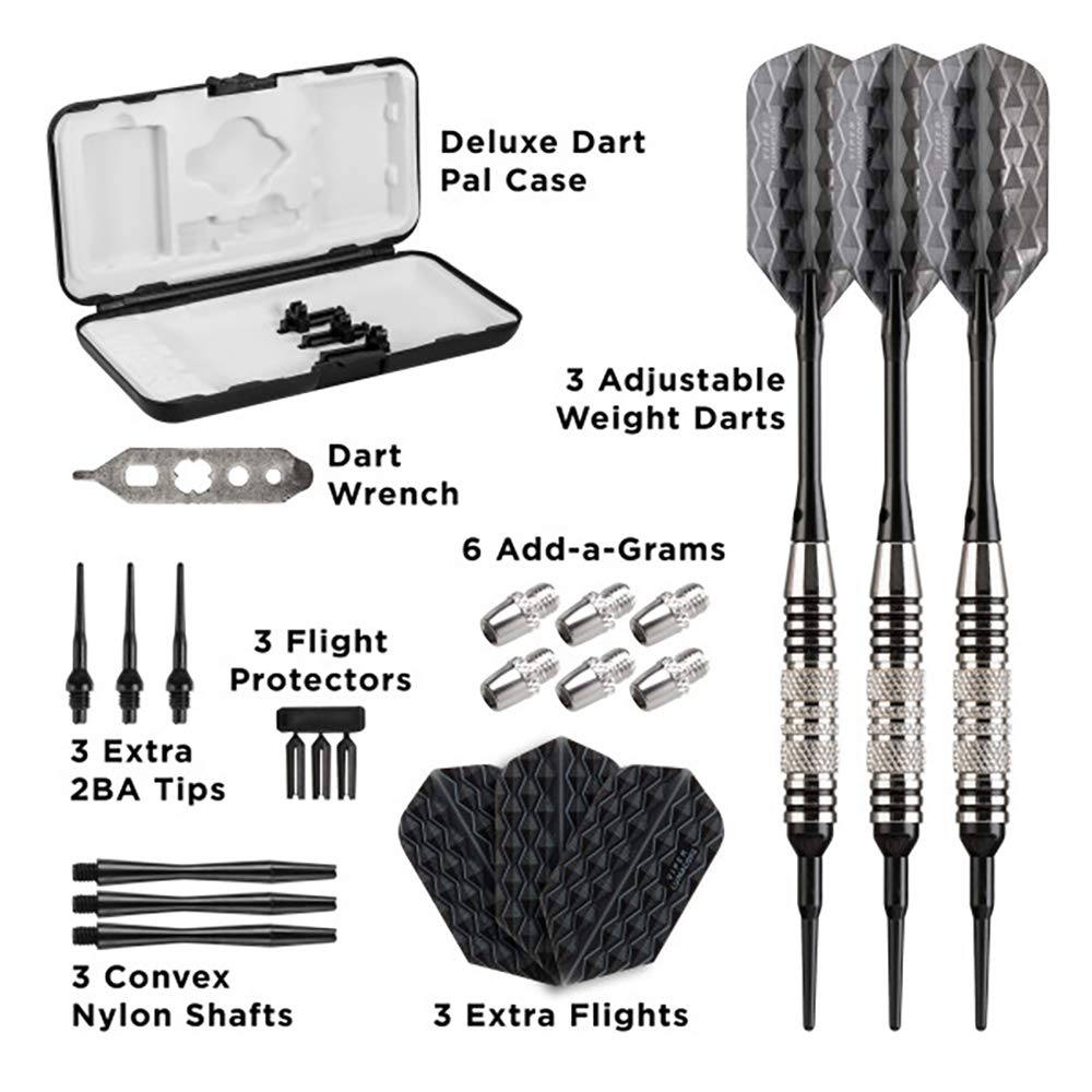 Viper Bobcat Adjustable Weight Soft Tip Darts With Storage/Travel Case: Nickel Silver Plated, Black Rings, 16-19 Grams
