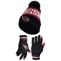 Ultra Game Nfl Mens Womens Super Soft Winter Beanie Knit Hat With Extra Warm Touch Screen Gloves, Arizona Cardinals, Team Color 