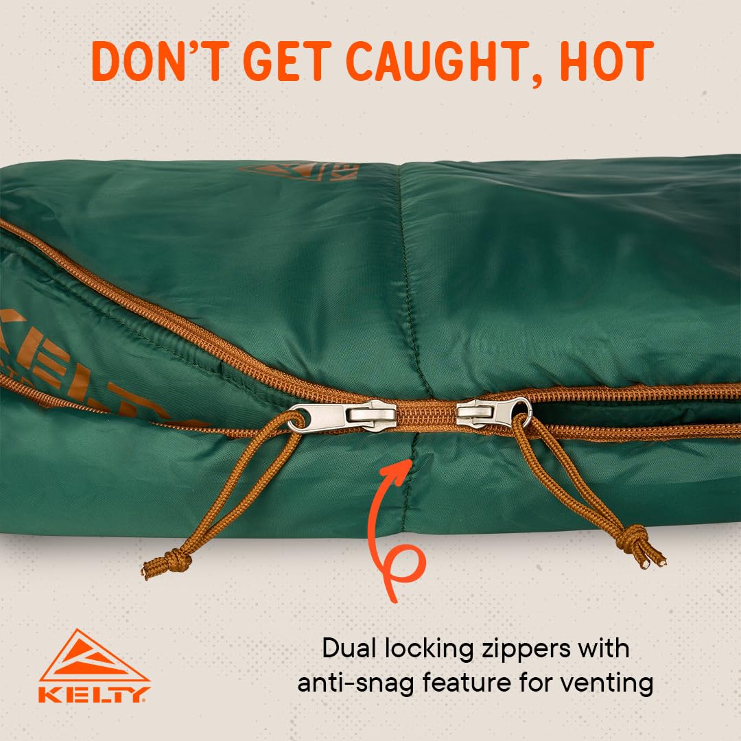 Kelty Mistral Down Sleeping Bag, 550 Fill Power Budget Down-Filled Camping Bag, Water Resistant, Lightweight, 3-Season, 2025 Upd
