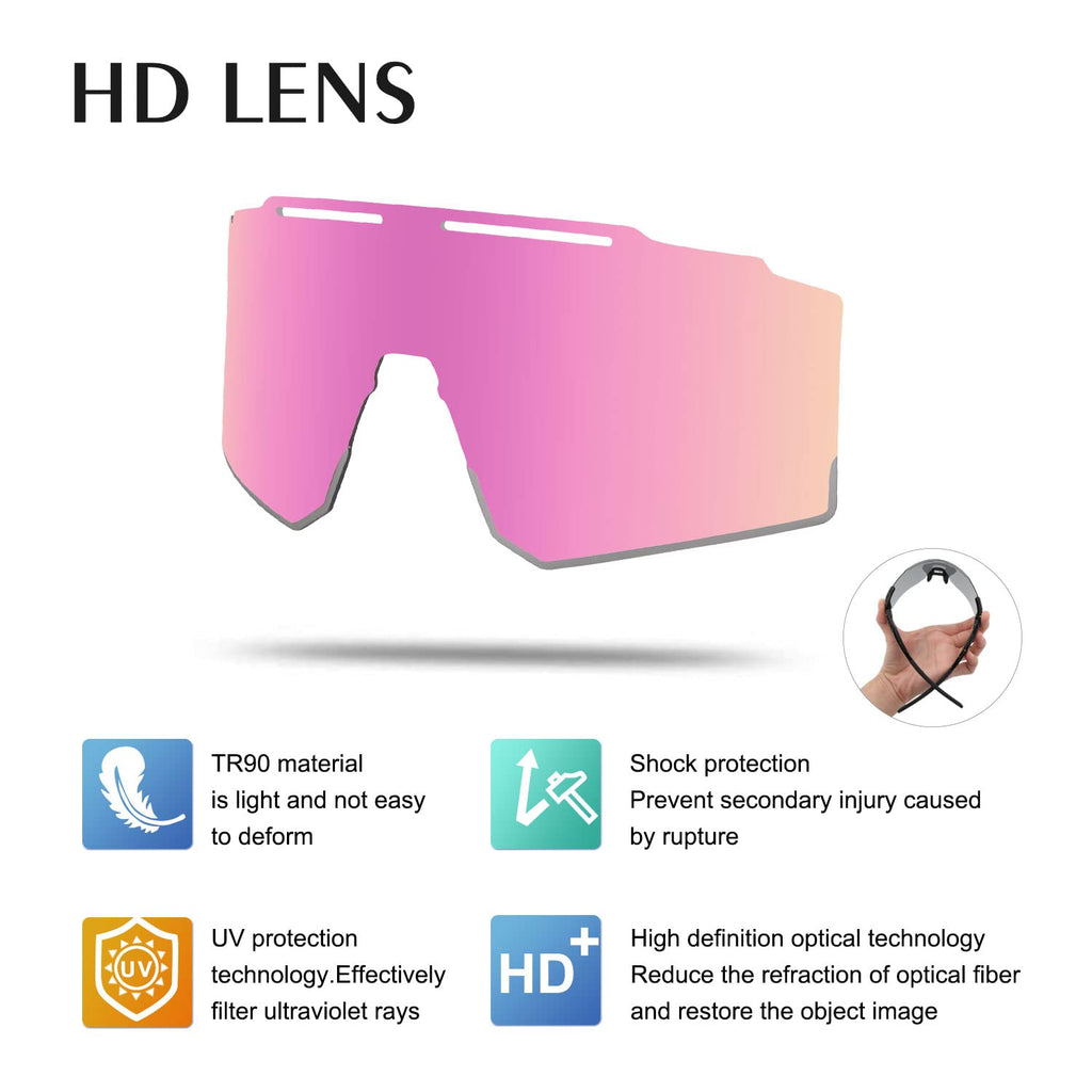 Oulaiqi Cycling Glasses Sports Sunglasses With Replaceable Nose Pad For Men Women Cycling Baseball Sunglasses (1Lens)