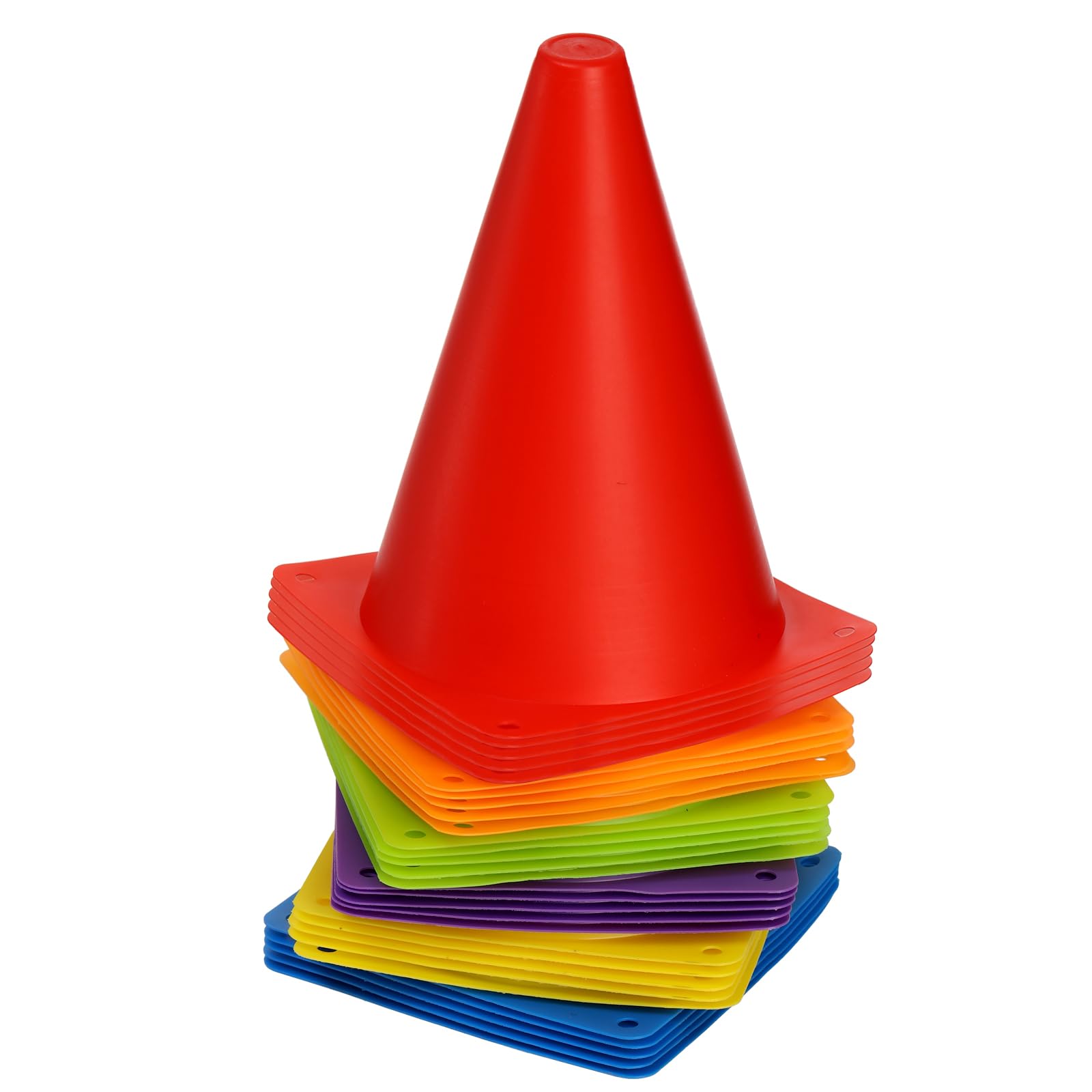 Faswin 30 Pack 7 Inch Plastic Traffic Cones, Sport Training Agility Field Marker Cone For Soccer, Skating, Football, Basketball,