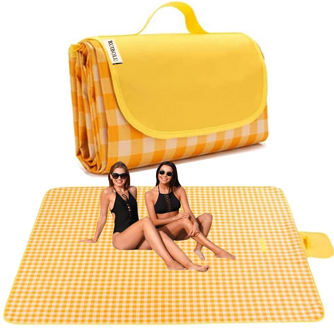 Extra Large Picnic Blanket Beach Blankets, 80''X80'' Picnic Mat Waterproof Sand Proof Foldable Portable For Outdoor Camping Hiki
