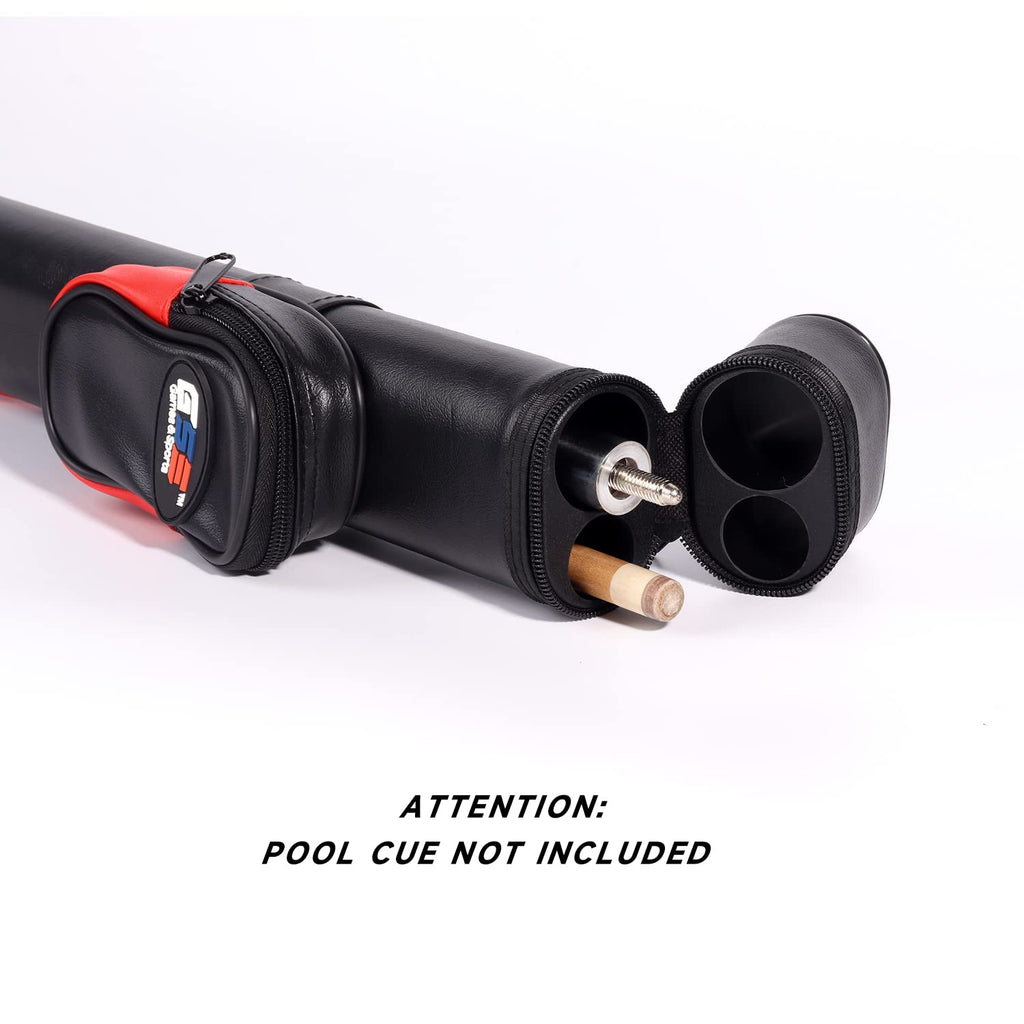 Gse Billiard Cue Cases, 1X1 Deluxe Hard Billiard Pool Cue Stick Carrying Case, Pool Billiards Accessories (Black/Red)