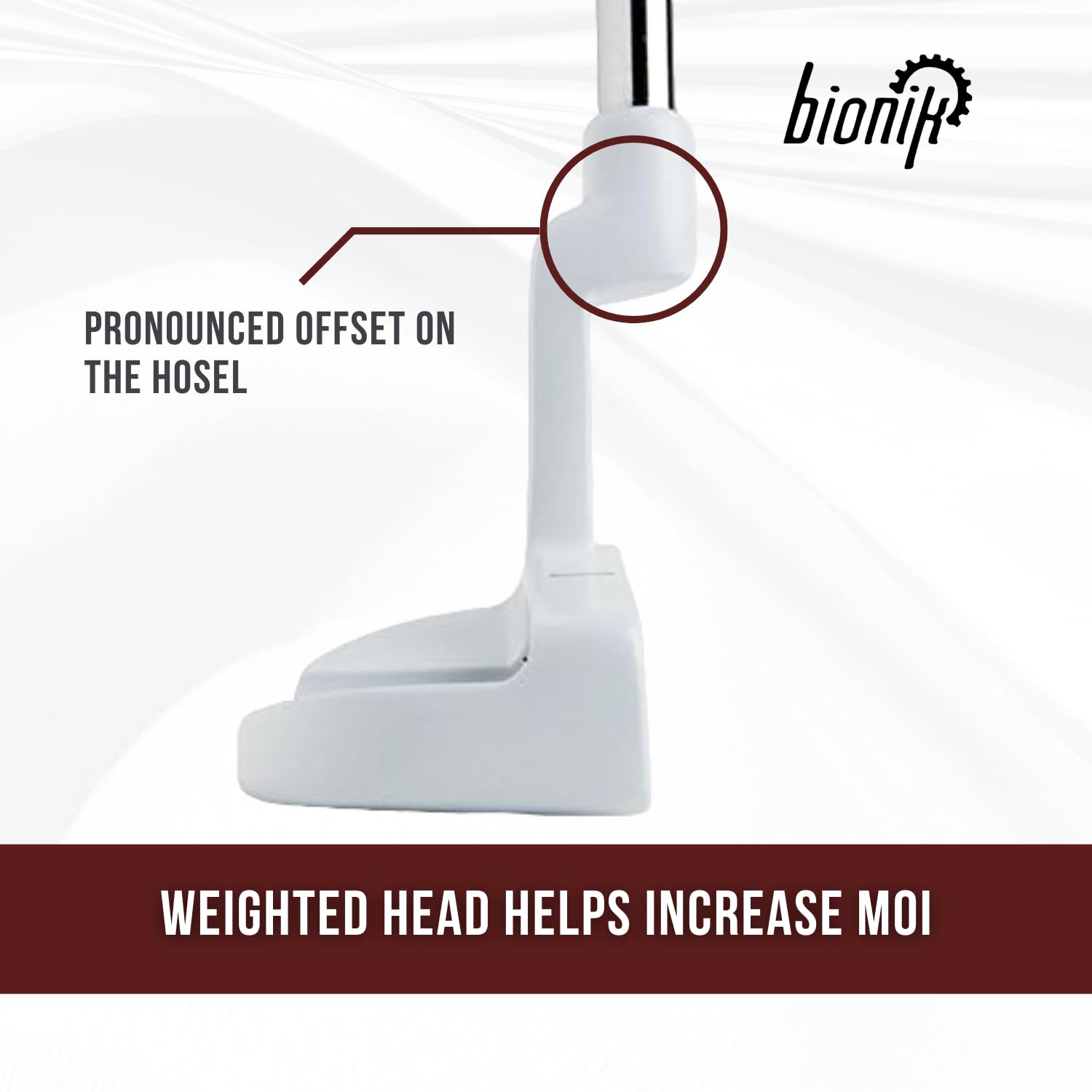 Bionik 105 Nano White Golf Putter Right Handed Semi Mallet Style With Alignment Line Up Hand Tool 31 Inches Ultra Petite Ladys P