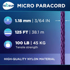 Teceum Micro Paracord - Indigo - 1.18 Mm X 125 Ft - Micro Utility Cord - Thin Braided Paracord Rope Nylon Polyester - Wind Chime