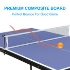 Runboll Midsize Foldable Table Tennis, Portable Ping Pong Table Set With Net, 2 Ping Pong Paddles 3 Ping Pong Balls For Indoor O