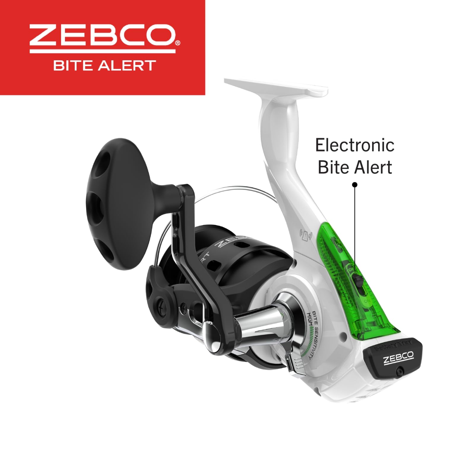 Zebco Bite Alert Spinning Reel And Fishing Rod Combo, 7-Foot 2-Piece Fiberglass Fishing Pole, Extended Eva Handle, Size 60 Reel,