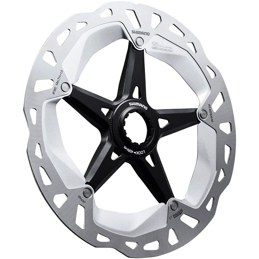 Shimano Deore Xt Rt-Mt800-M Disc Brake Rotor With External Lockring - 180Mm, Center Lock, Silver/Black
