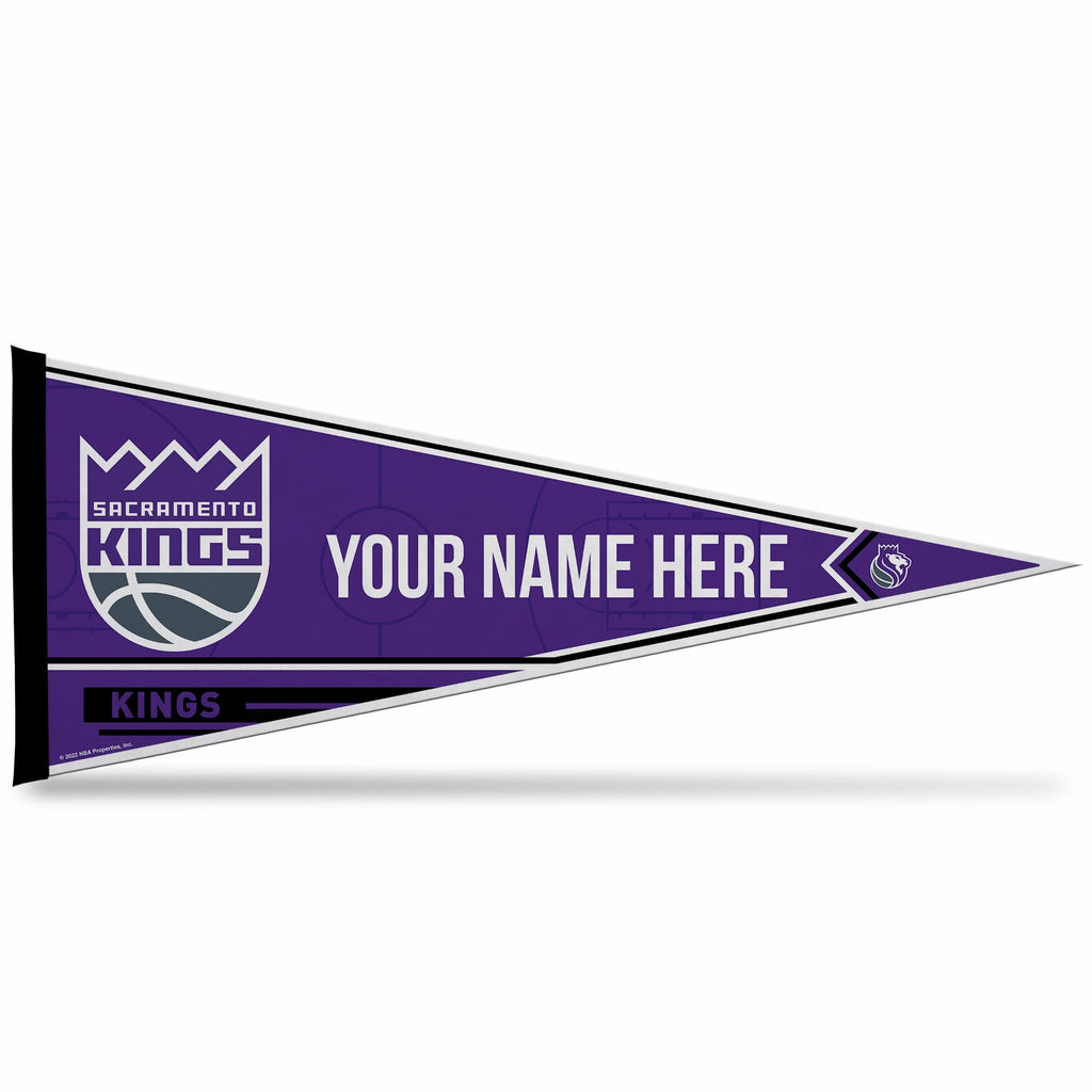 Rico Industries Nba Basketball Sacramento Kings Personalized - Custom 12'' X 30'' Soft Felt Pennant - Ez To Hang