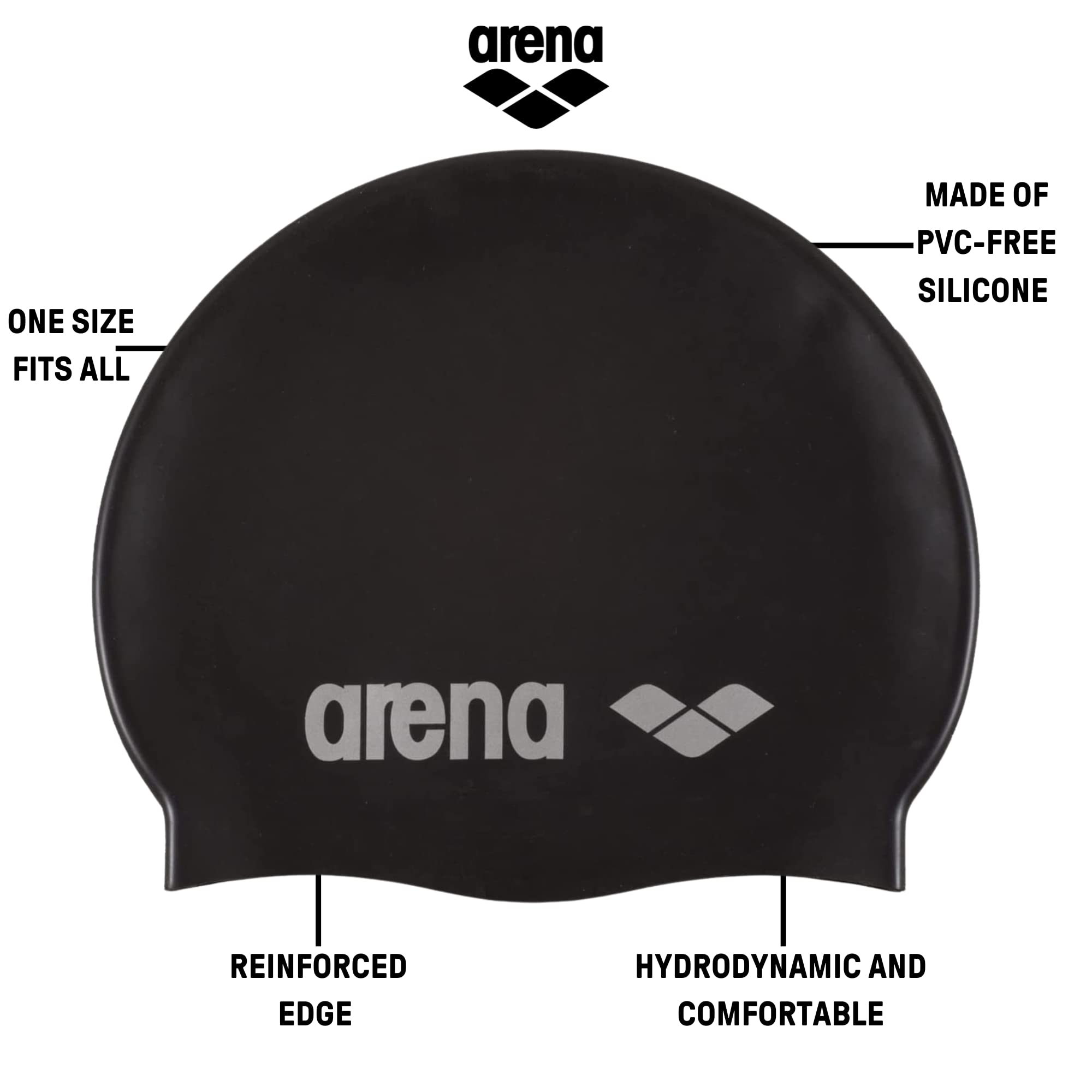 Arena Classic Unisex Silicone Swim Cap For Adults, Training And Racing, 100% Silicone, Wrinkle-Free, Fuchsiawhite